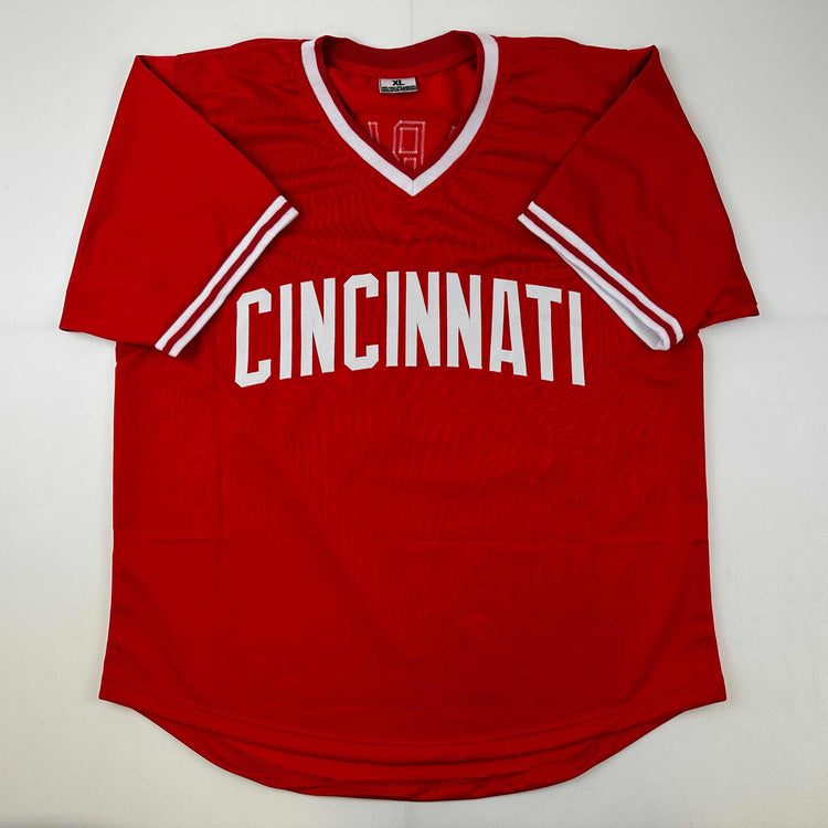 Facsimile Autographed Barry Larkin Cincinnati Red Reprint Laser Auto Baseball Jersey Size Men's XL