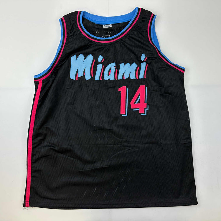 Facsimile Autographed Tyler Herro Miami Black Vice City Reprint Laser Auto Basketball Jersey Size Men's XL