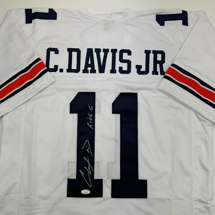 Autographed/Signed Chris Davis Jr. Auburn White College Football Jersey JSA COA