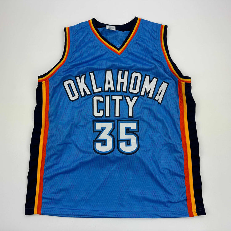 Facsimile Autographed Kevin Durant Oklahoma City Blue Reprint Laser Auto Basketball Jersey Size Men's XL