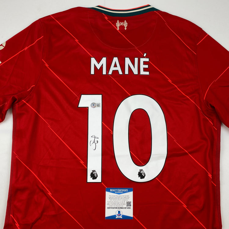 Autographed/Signed Sadio Mane Liverpool Red Soccer Jersey Beckett BAS COA