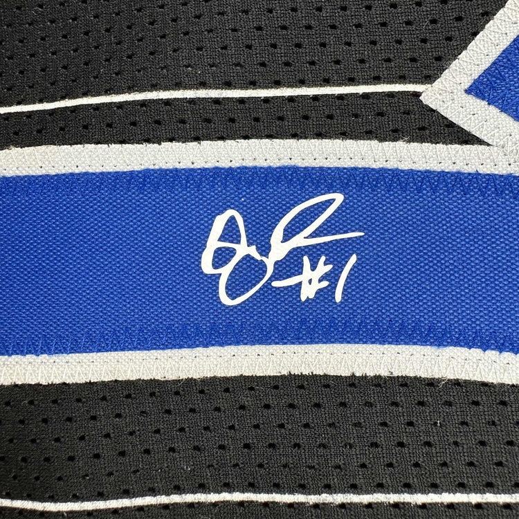 Facsimile Autographed Anfernee Penny Hardaway Orlando Black Pinstripe Reprint Laser Auto Basketball Jersey Size Men's XL