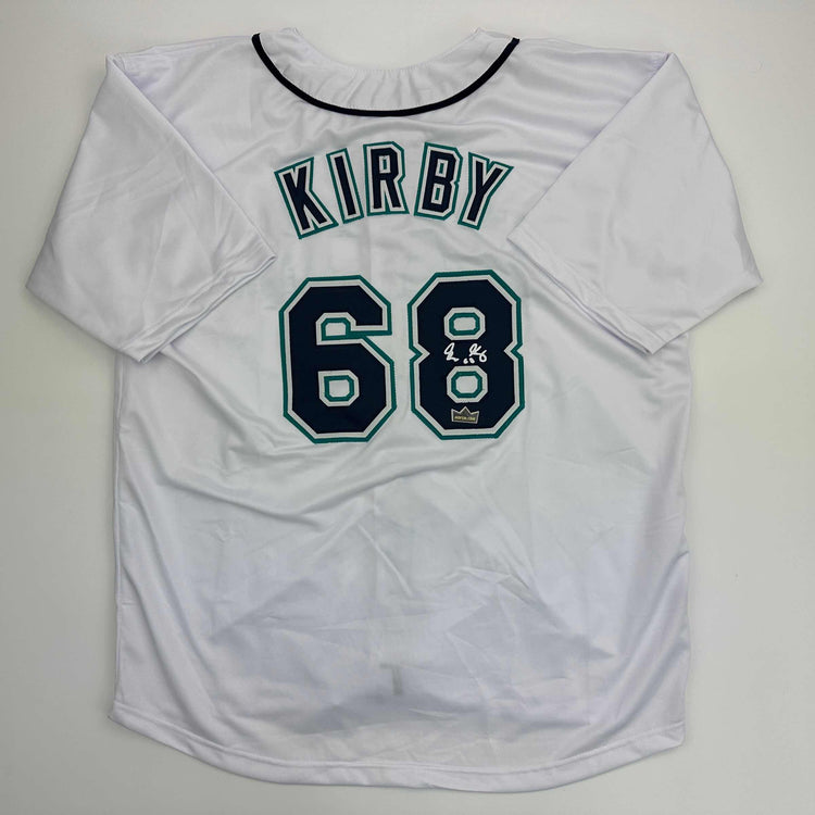Facsimile Autographed George Kirby Seattle White Reprint Laser Auto Baseball Jersey Size Men's XL