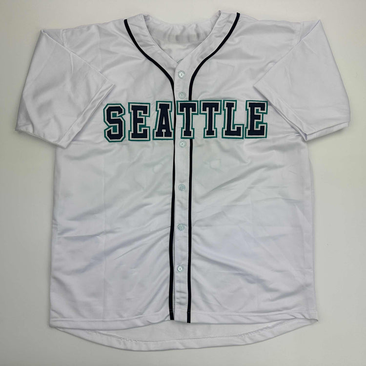 Facsimile Autographed George Kirby Seattle White Reprint Laser Auto Baseball Jersey Size Men's XL