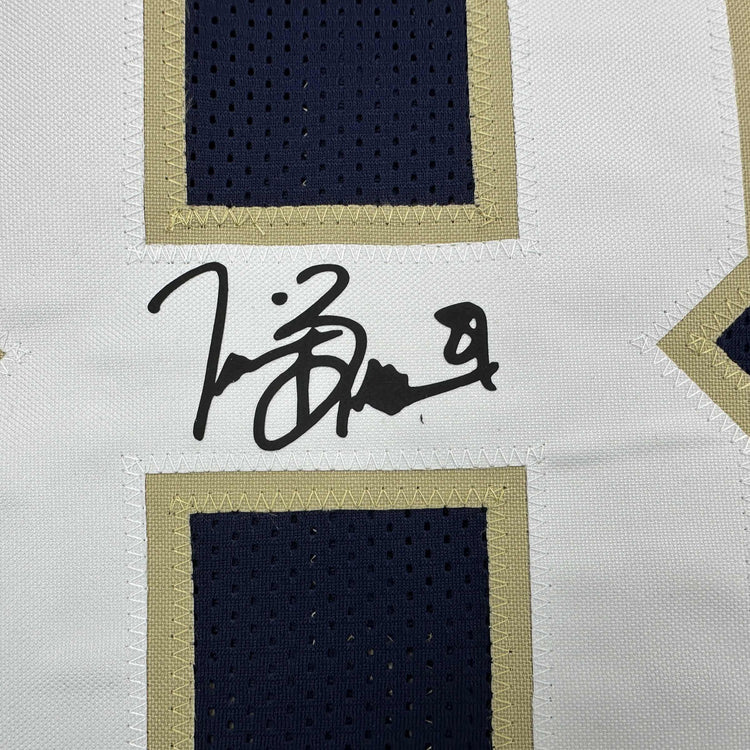 Facsimile Autographed Tim Brown Notre Dame Blue Reprint Laser Auto College Football Jersey Size Men's XL