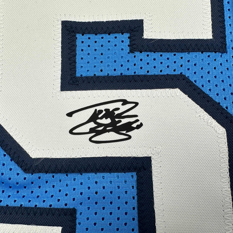 Facsimile Autographed Tyler Hansbrough UNC North Carolina Blue Reprint Laser Auto College Basketball Jersey Size Men's XL