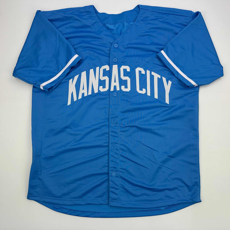 Facsimile Autographed Bobby Witt Jr Kansas City Blue Reprint Laser Auto Baseball Jersey Size Men's XL