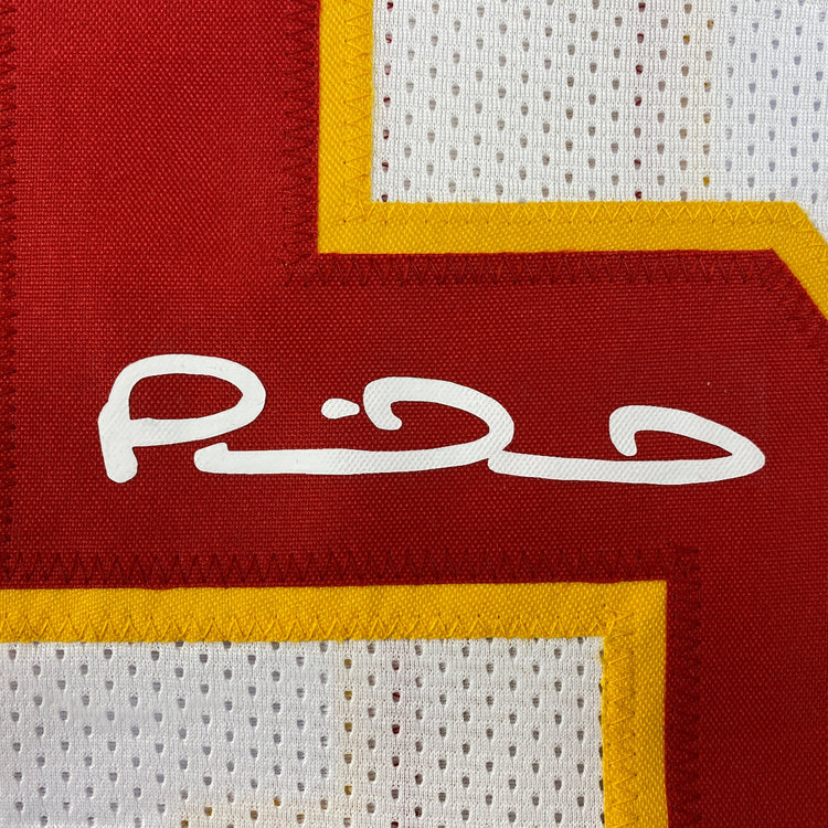 Facsimile Autographed Patrick Mahomes Kansas City White Reprint Laser Auto Football Jersey Size Men's XL