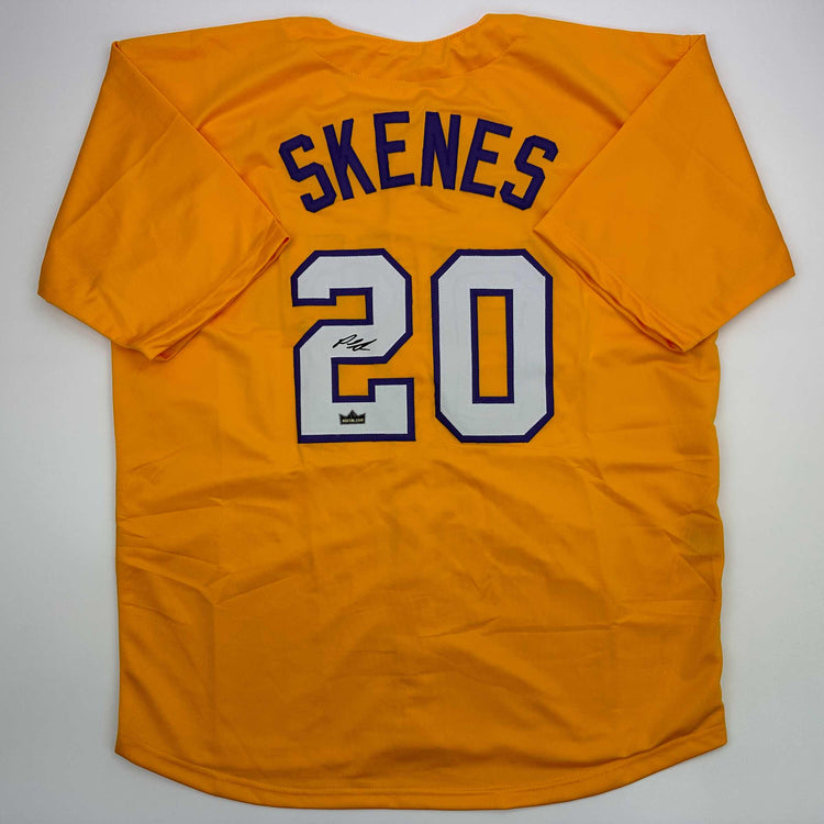 Facsimile Autographed Paul Skenes LSU Yellow Reprint Laser Auto College Baseball Jersey Size Men's XL