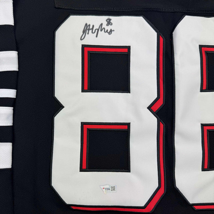 Autographed/Signed Jack Hughes New Jersey Devils Authentic Black Alternate Hockey Jersey Fanatics COA