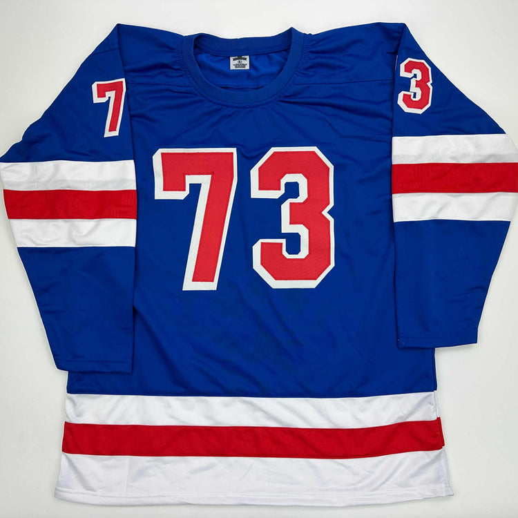 Facsimile Autographed Matt Rempe New York Blue Reprint Laser Auto Hockey Jersey Size Men's XL