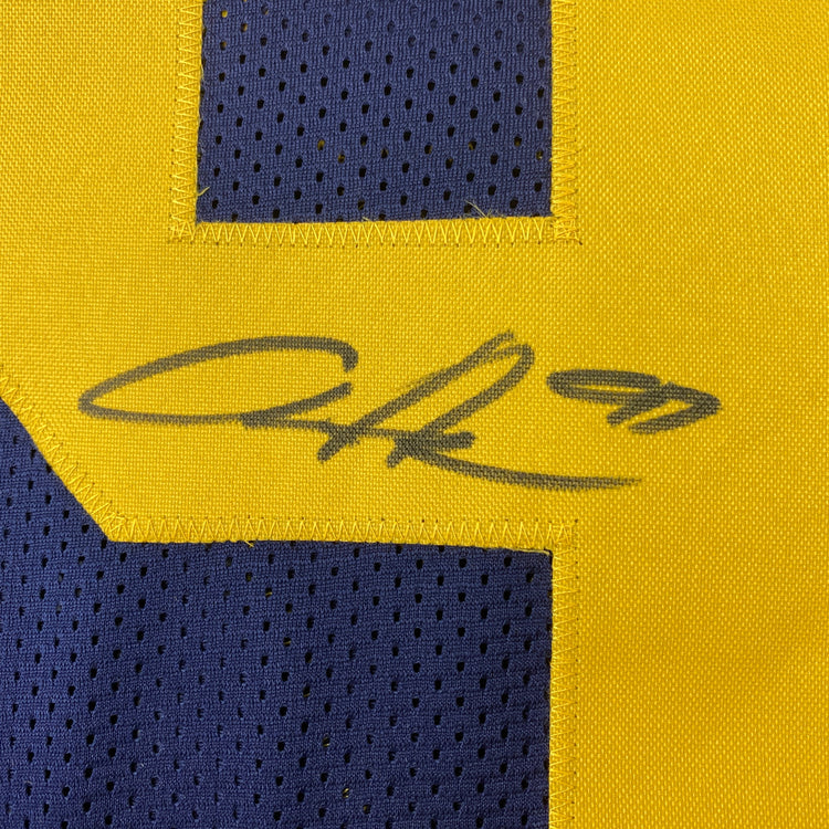 Autographed/Signed Aidan Hutchinson Michigan Blue College Football Jersey Beckett BAS COA