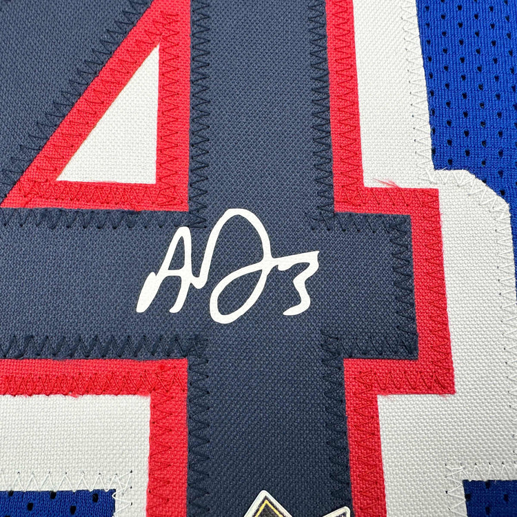 Facsimile Autographed Anthony Davis 2024 United States Team USA Blue Reprint Laser Auto Basketball Jersey Size Men's XL