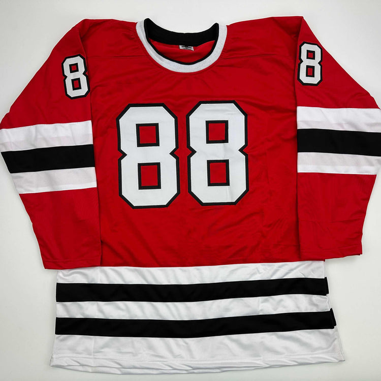 Facsimile Autographed Patrick Kane Chicago Red Reprint Laser Auto Hockey Jersey Size Men's XL