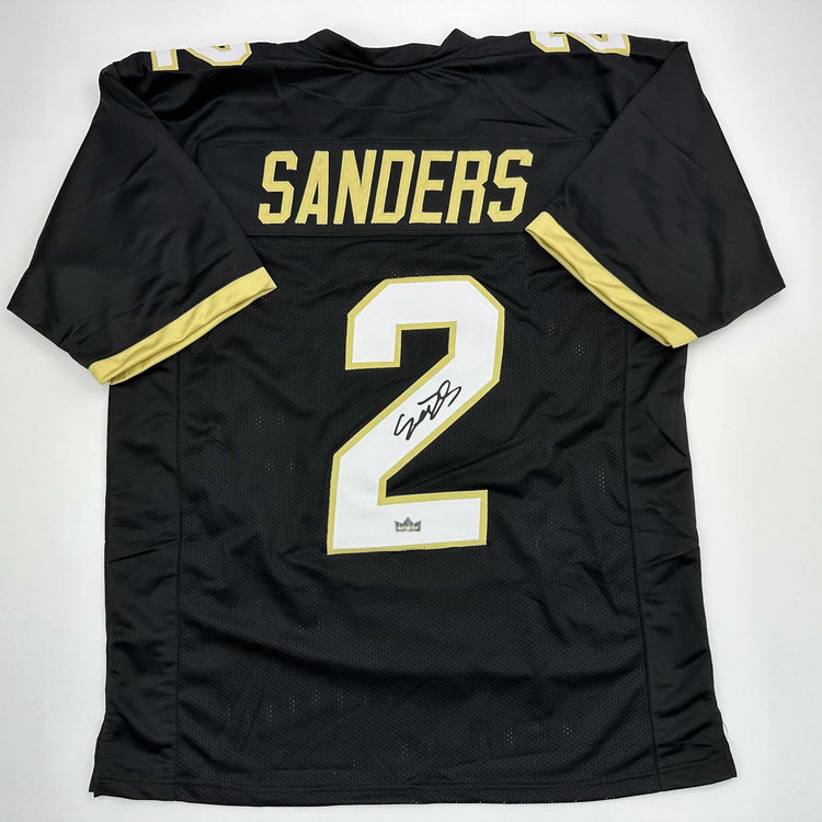 Facsimile Autographed Shedeur Sanders Colorado Black Reprint Laser Auto College Football Jersey Size Men's XL