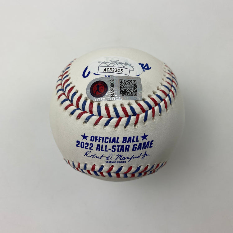 Autographed/Signed Ronald Acuna Jr. 2022 All-Star Game Rawlings Official Major League ROML Baseball JSA COA