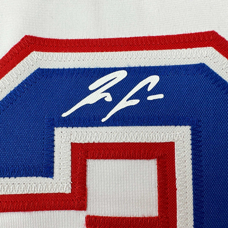 Facsimile Autographed Ronald Acuna Jr. Atlanta White Reprint Laser Auto Baseball Jersey Size Men's XL