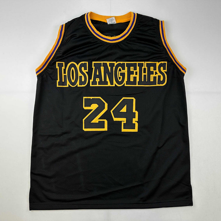 Facsimile Autographed Kobe Bryant #24 Black Mamba Los Angeles LA Reprint Laser Auto Basketball Jersey Size Men's XL