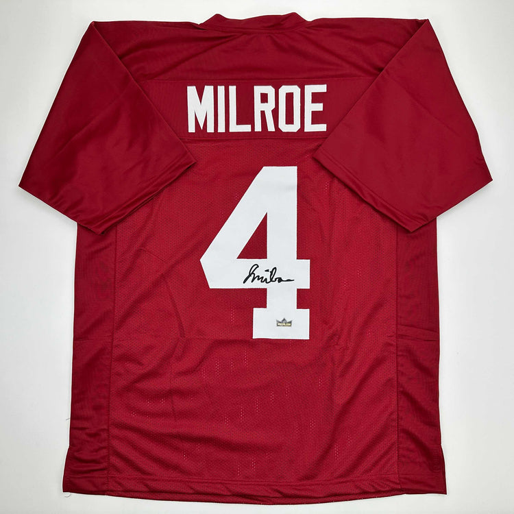 Facsimile Autographed Jalen Milroe Alabama Red Reprint Laser Auto College Football Jersey Size Men's XL