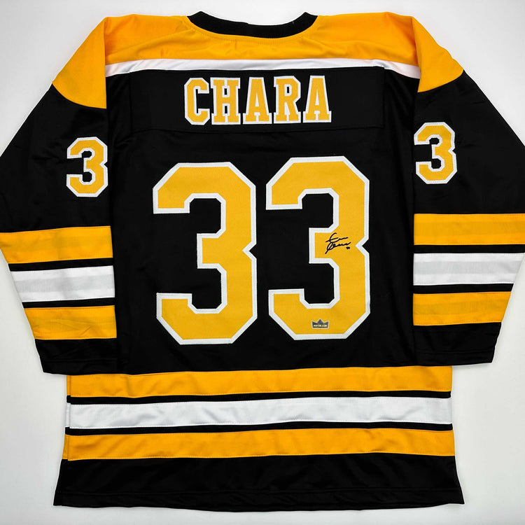 Facsimile Autographed Zdeno Chara Boston Black Reprint Laser Auto Hockey Jersey Size Men's XL