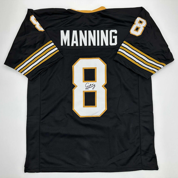 Facsimile Autographed Archie Manning New Orleans Black Reprint Laser Auto Football Jersey Size Men's XL