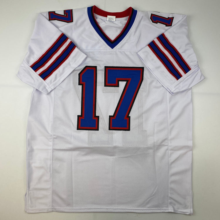 Facsimile Autographed Josh Allen Buffalo White Reprint Laser Auto Football Jersey Size Men's XL