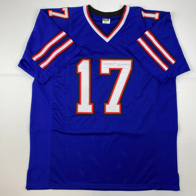 Facsimile Autographed Josh Allen Buffalo Blue Reprint Laser Auto Football Jersey Size Men's XL