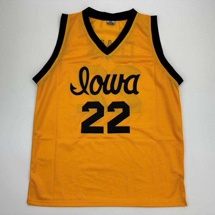 Facsimile Autographed Caitlin Clark Iowa Yellow Reprint Laser Auto College Basketball Jersey Size Men's XL