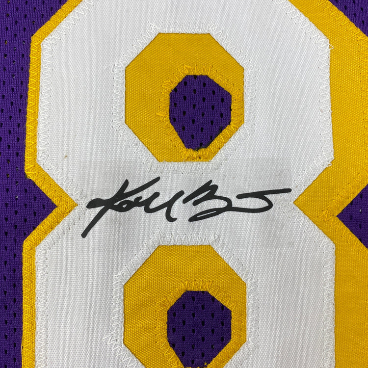 Facsimile Autographed Kobe Bryant #8 Los Angeles LA Purple Reprint Laser Auto Basketball Jersey Size Men's XL
