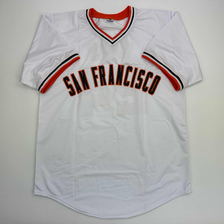 Facsimile Autographed Willie Mays San Francisco White Reprint Laser Auto Baseball Jersey Size Men's XL