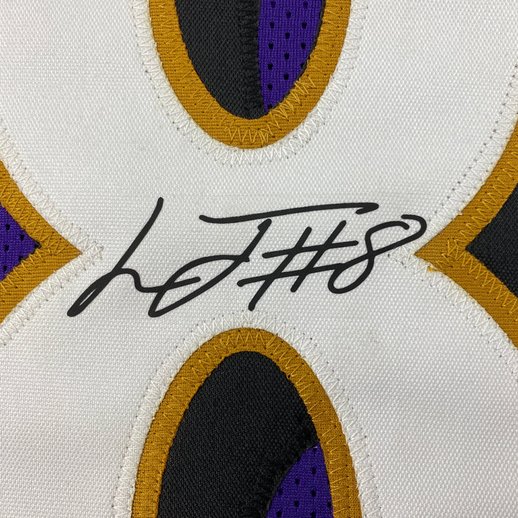 Facsimile Autographed Lamar Jackson Baltimore Purple Reprint Laser Auto Football Jersey Size Men's XL