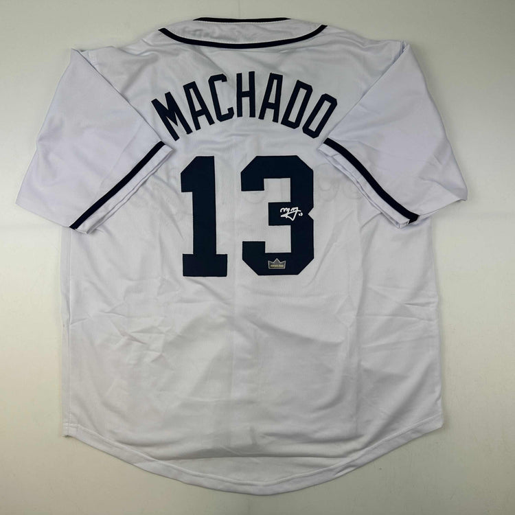 Facsimile Autographed Manny Machado San Diego White Reprint Laser Auto Baseball Jersey Size Men's XL