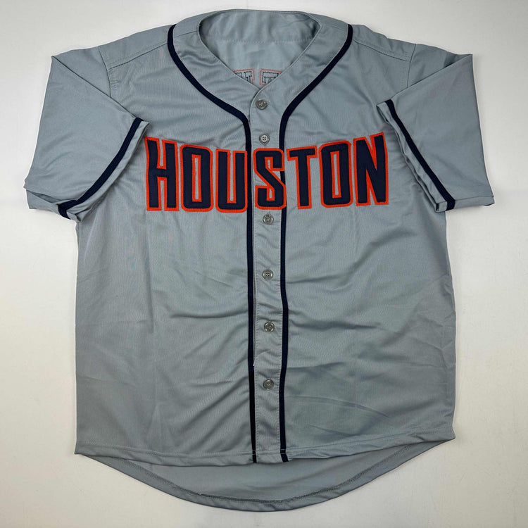 Facsimile Autographed Jose Altuve Houston Grey Reprint Laser Auto Baseball Jersey Size Men's XL