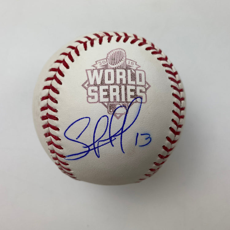 Autographed/Signed Salvador Perez 2015 World Series Rawlings Official Major League Baseball ROML JSA COA