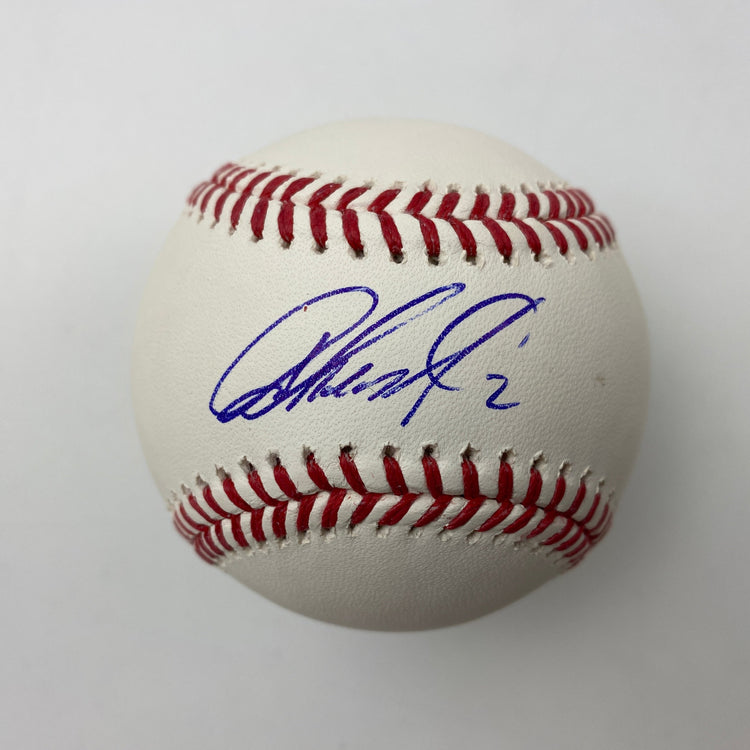 Autographed/Signed Jazz Chisholm Jr. Rawlings Official Major League Baseball ROML JSA COA