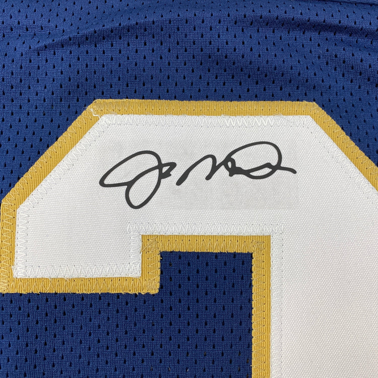 Facsimile Autographed Joe Montana Notre Dame Blue Reprint Laser Auto College Football Jersey Size Men's XL