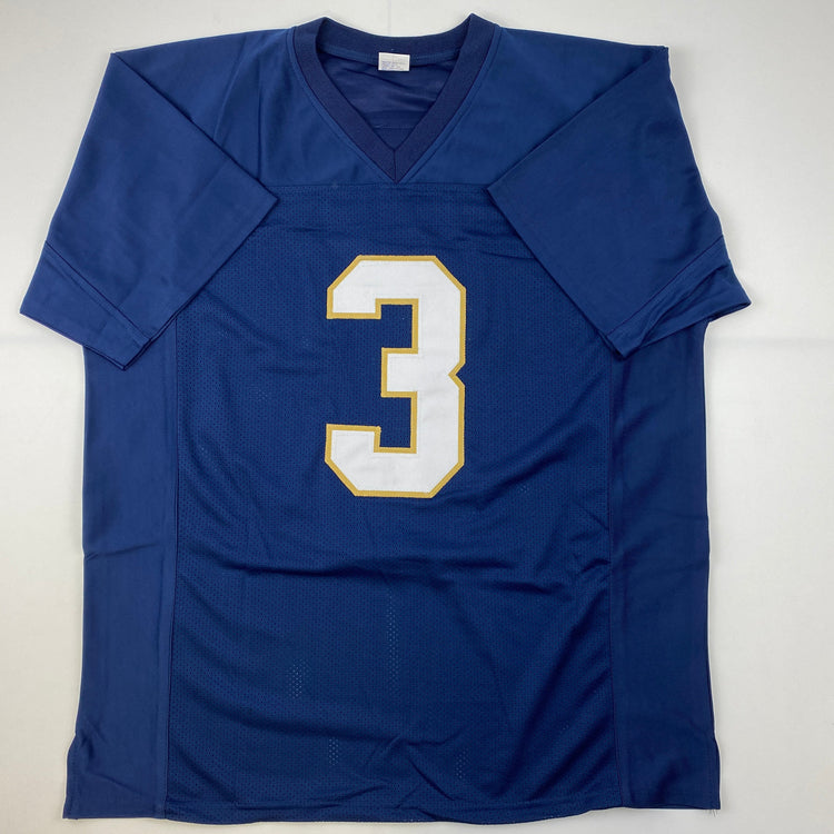 Facsimile Autographed Joe Montana Notre Dame Blue Reprint Laser Auto College Football Jersey Size Men's XL