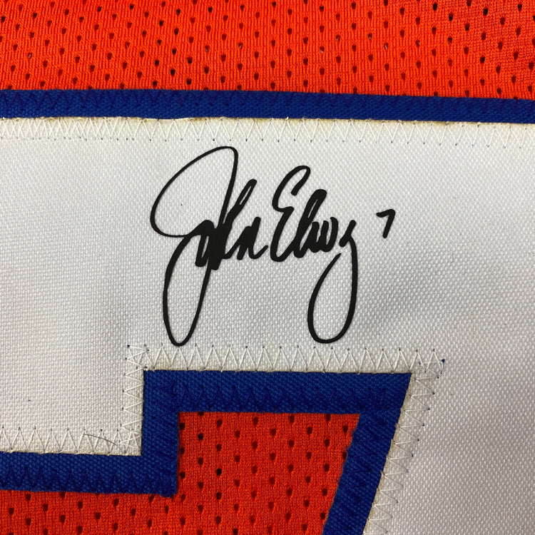 Facsimile Autographed John Elway Denver Orange Retro Reprint Laser Auto Football Jersey Size Men's XL