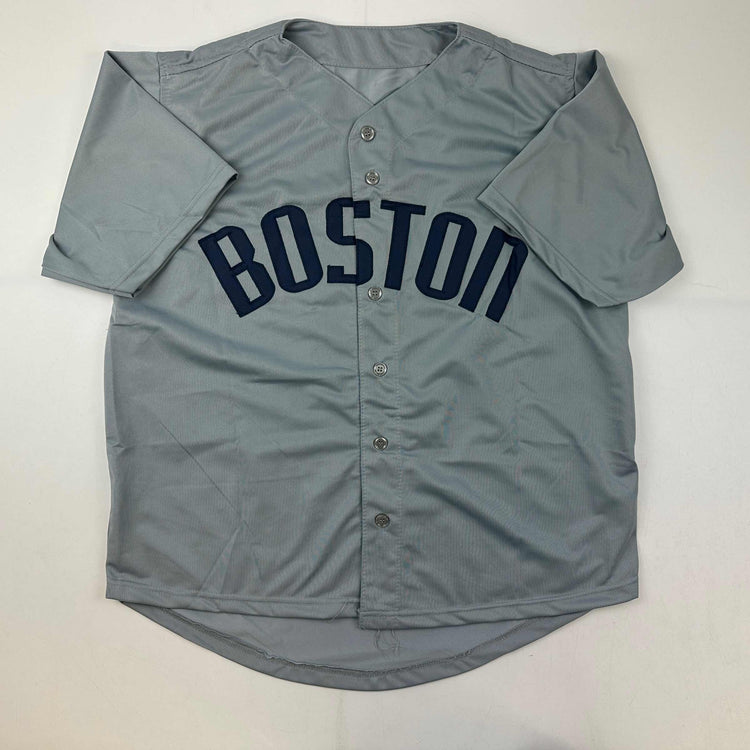 Facsimile Autographed Ted Williams Boston Grey Reprint Laser Auto Baseball Jersey Size Men's XL