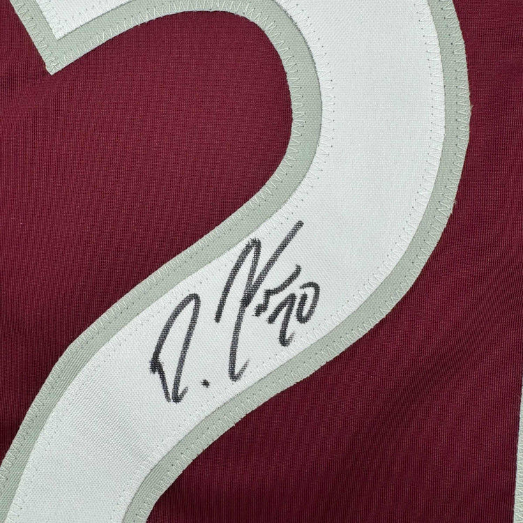 Framed Autographed/Signed Ross Colton 35x39 Colorado Maroon Hockey Jersey Beckett BAS COA