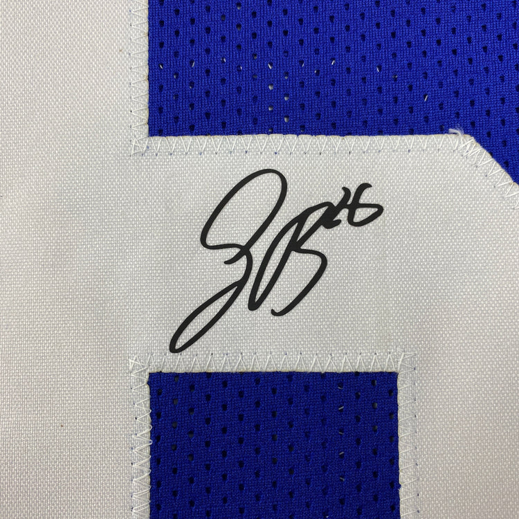 Facsimile Autographed Saquon Barkley New York Blue Reprint Laser Auto Football Jersey Size Men's XL