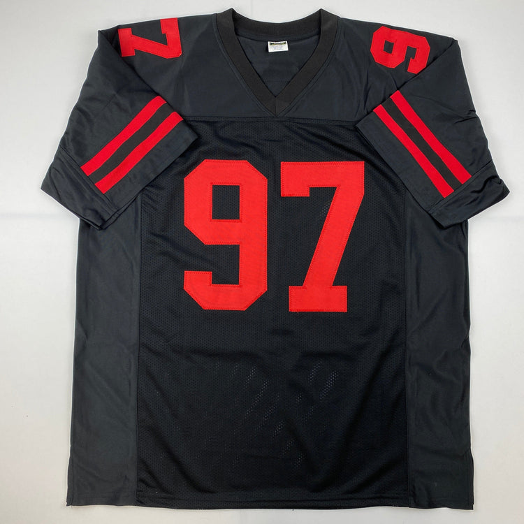 Facsimile Autographed Nick Bosa San Francisco Black Reprint Laser Auto Football Jersey Size Men's XL
