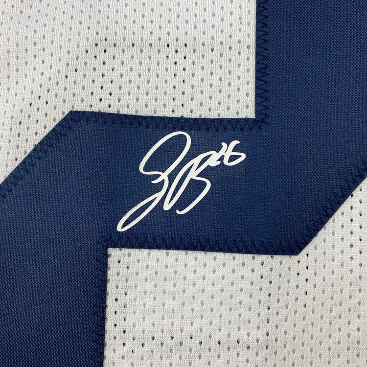 Facsimile Autographed Saquon Barkley Penn State White Reprint Laser Auto College Football Jersey Size Men's XL