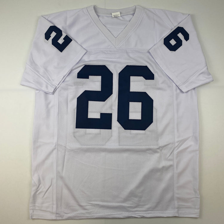 Facsimile Autographed Saquon Barkley Penn State White Reprint Laser Auto College Football Jersey Size Men's XL