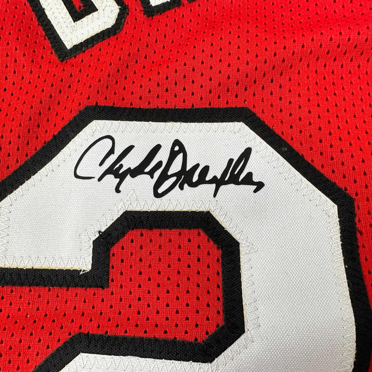 Facsimile Autographed Clyde Drexler Portland Red Reprint Laser Auto Basketball Jersey Size Men's XL