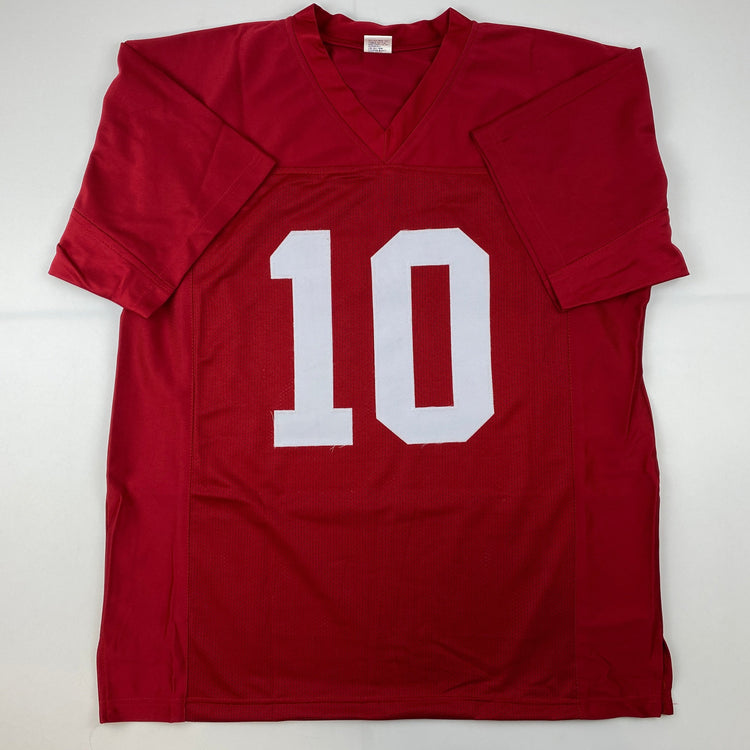 Facsimile Autographed Mac Jones Alabama Red Reprint Laser Auto College Football Jersey Size Men's XL