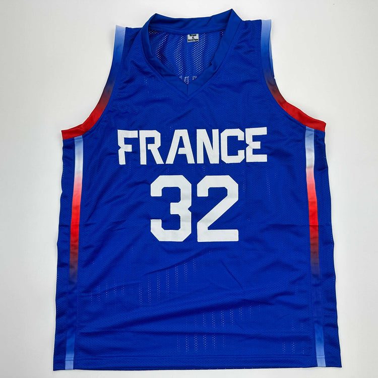 Facsimile Autographed Victor Wembanyama France Blue Reprint Laser Auto Basketball Jersey Size Men's XL