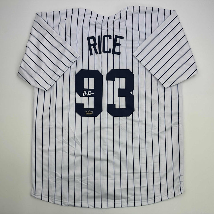 Facsimile Autographed Ben Rice New York Pinstripe Reprint Laser Auto Baseball Jersey Size Men's XL
