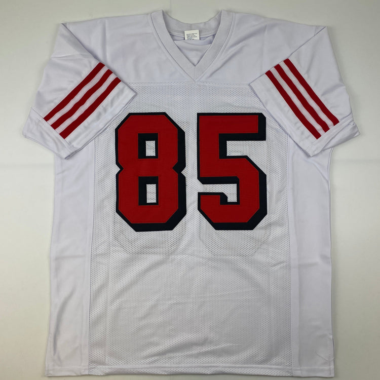 Facsimile Autographed George Kittle San Francisco White Alternate Reprint Laser Auto Football Jersey Size Men's XL