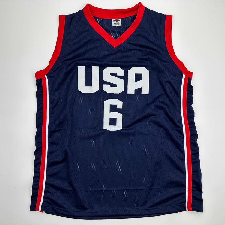 Facsimile Autographed Caitlin Clark United States Team USA Blue FIBA U-19 Reprint Laser Auto Basketball Jersey Size Men's XL